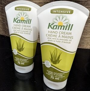 Kamill Intensive Hand Cream with aloe vera and avocado oil. Includes 75 mls x 2.